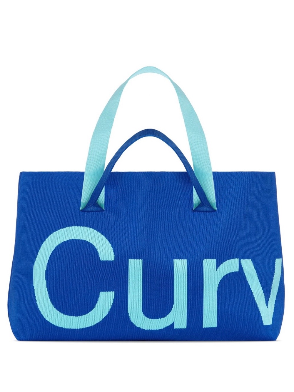 Curves Tote by Sean Brown Bold Blue Canvas Tote with Light Blue Contrast Handles